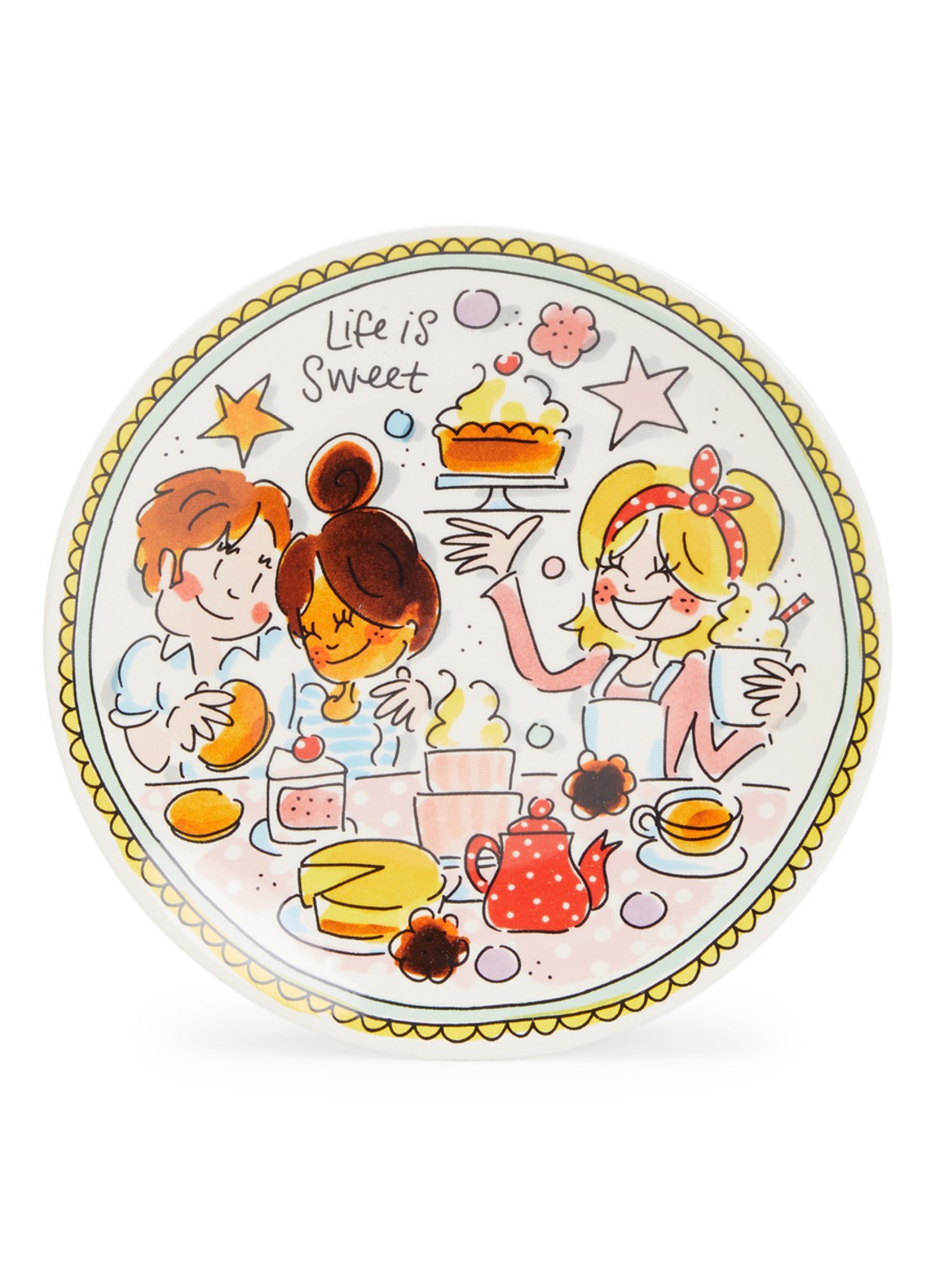 Blond Amsterdam Life is Sweet gebaksbordje 18 cm - voorkant 3 gebroken wit