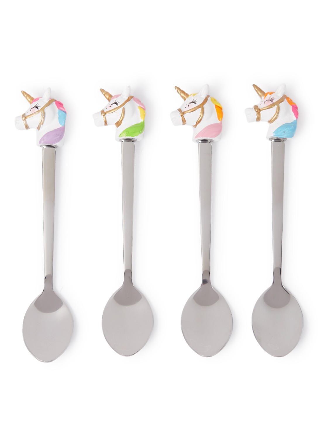 Blond Amsterdam Made with Magic Unicorn theelepels set van 4 - voorkant 4 multicolor