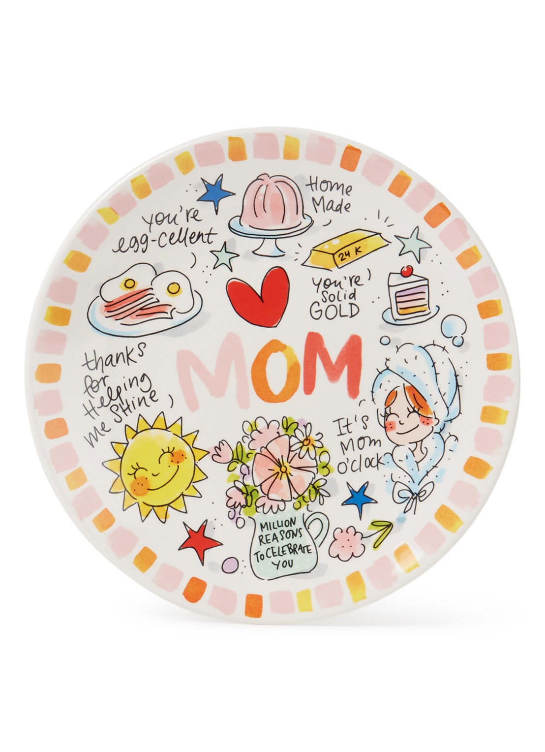 Blond Amsterdam Moederdag Mom ontbijtbord 22 cm  - voorkant 2 wit
