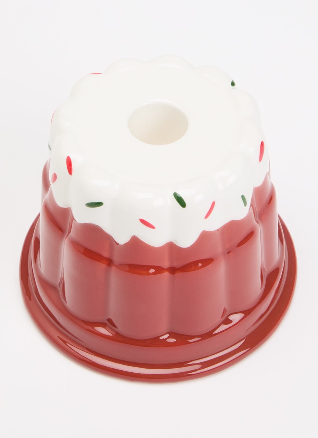 Blond Amsterdam Pudding kandelaar 9 cm  - voorkant 2 rood