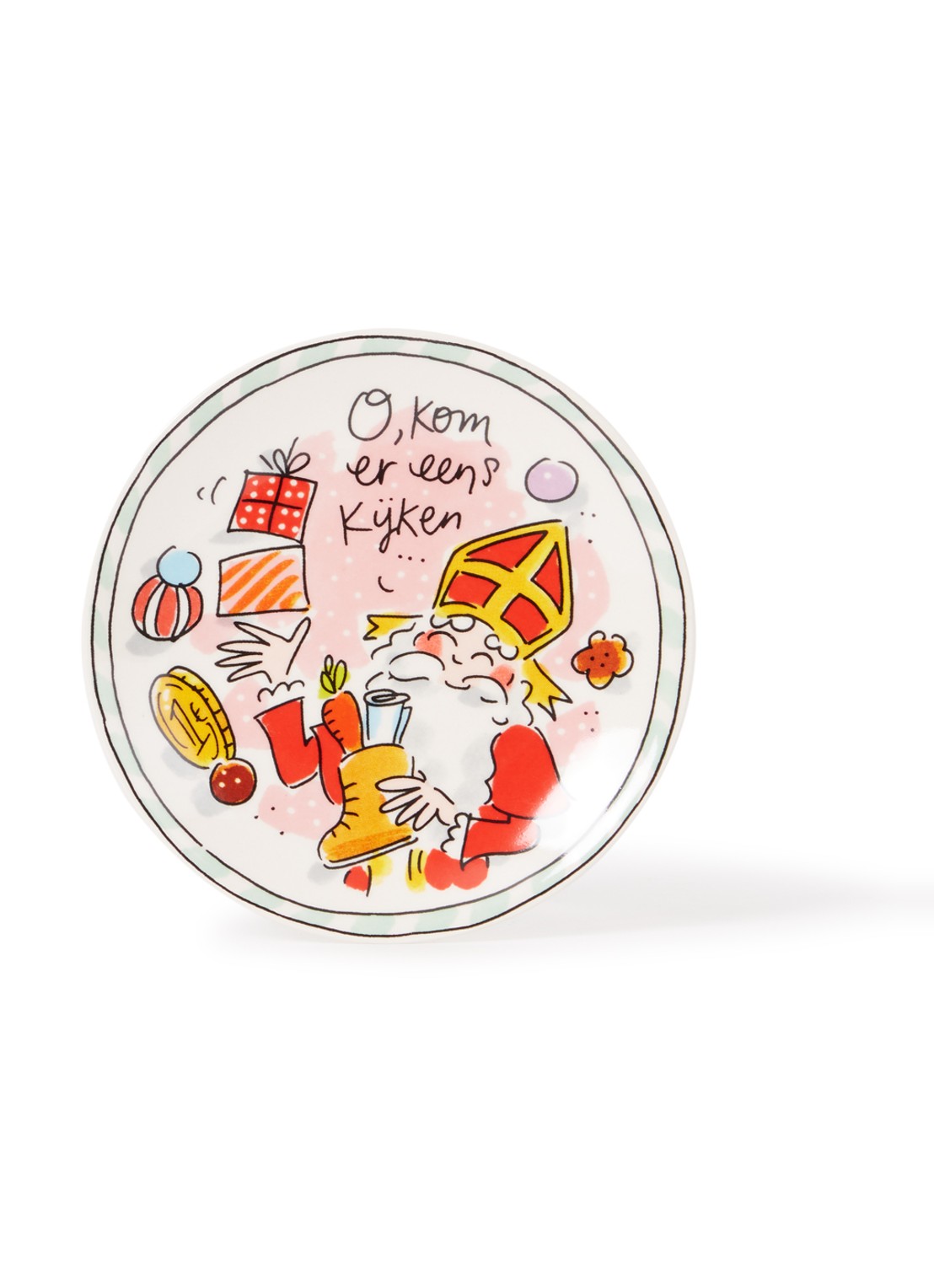 Blond Amsterdam Sint gebaksbordje 12 cm - voorkant 2 roze