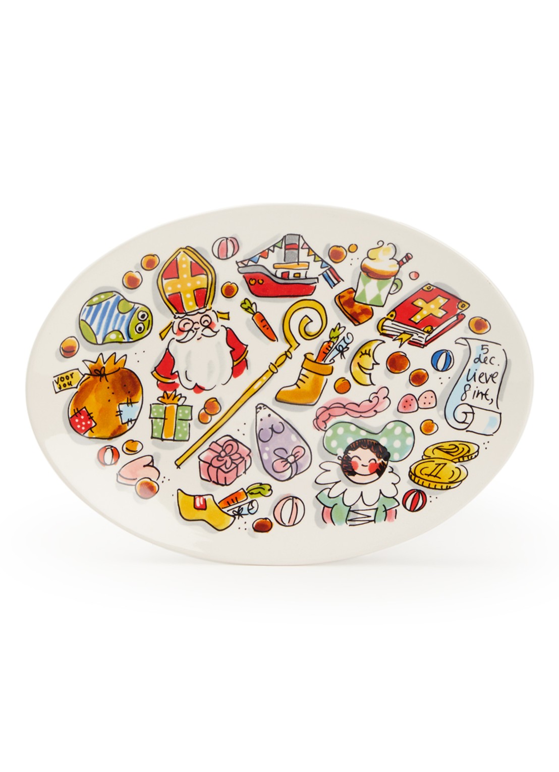 Blond Amsterdam Sint Iconen serveerschaal 27 cm - voorkant gebroken wit