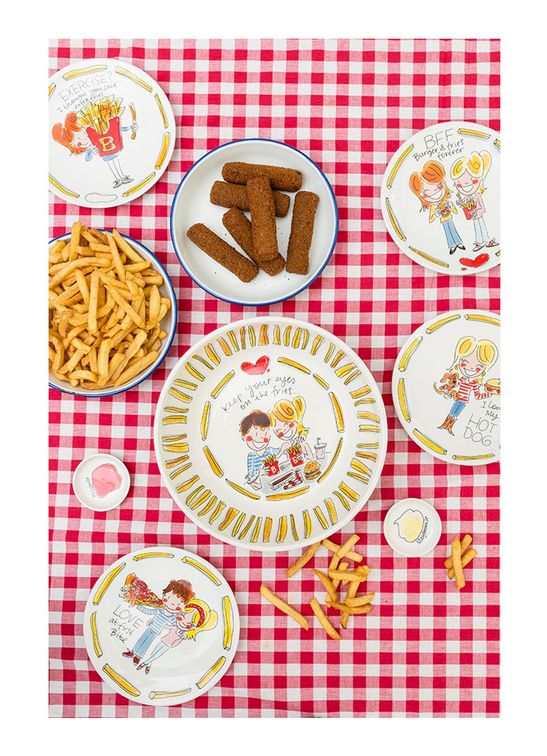 Blond Amsterdam Snack Burger gebaksbordje 20 x 16 cm - detail 4 wit
