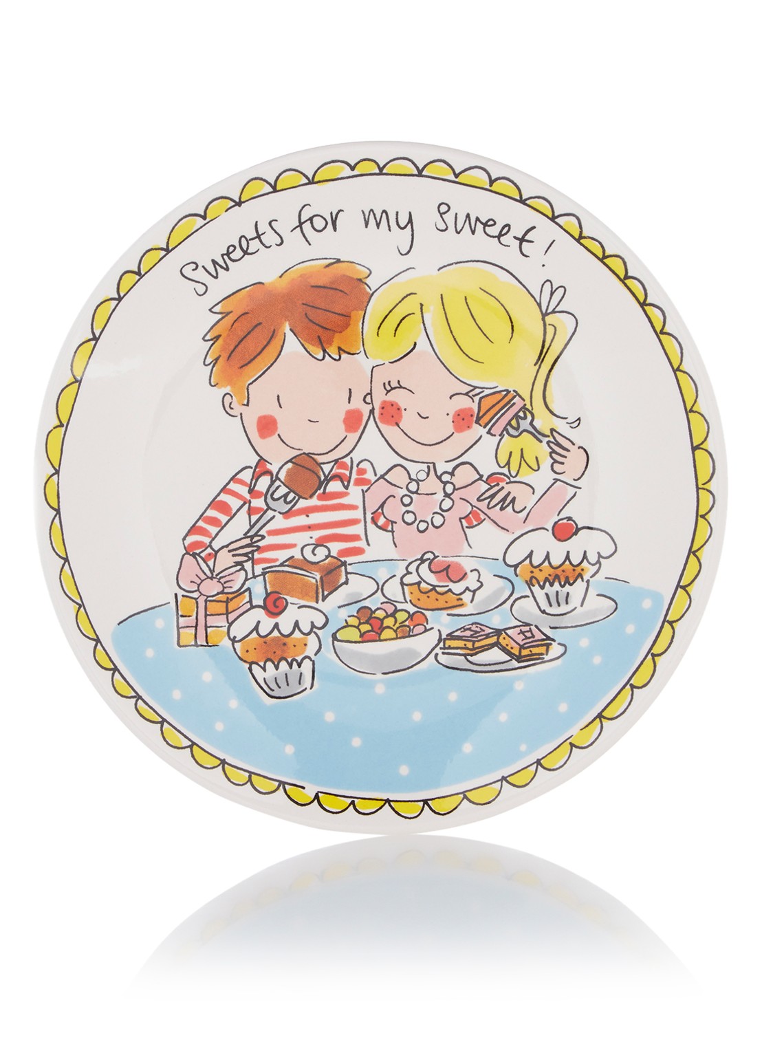 Blond Amsterdam Specials Love gebaksbordje 18 cm - voorkant wit