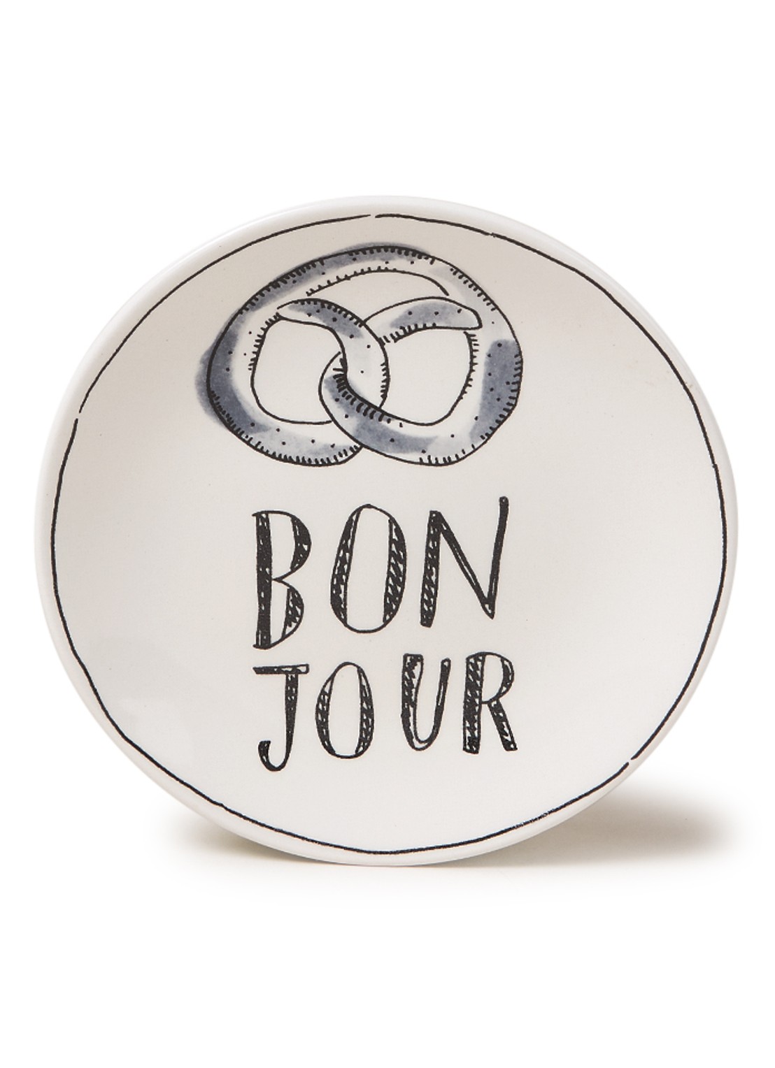 Blond Amsterdam X Noir Bonjour gebaksbordje 12 cm - voorkant gebroken wit