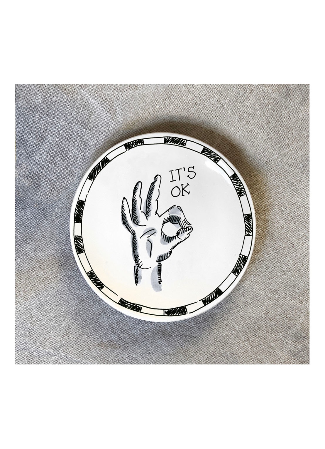 Blond Amsterdam X Noir It's Ok gebaksbordje 12 cm - voorkant 2 gebroken wit