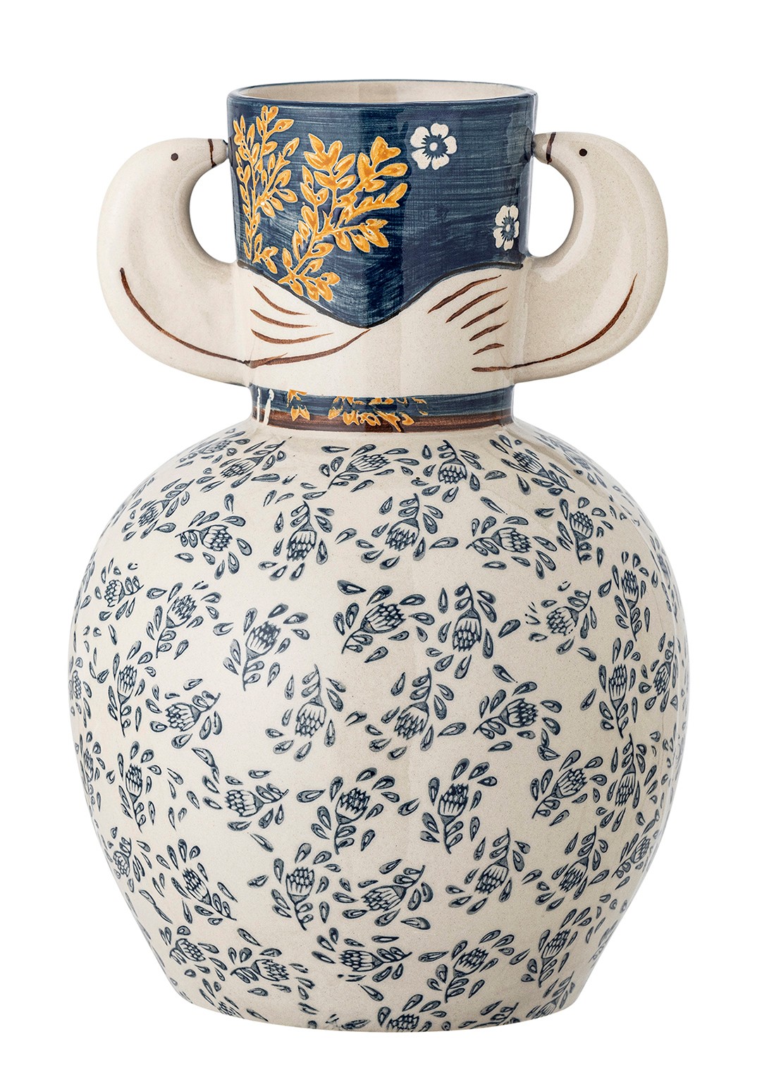 Bloomingville Hezha vaas 23,5 cm - achterkant blauw