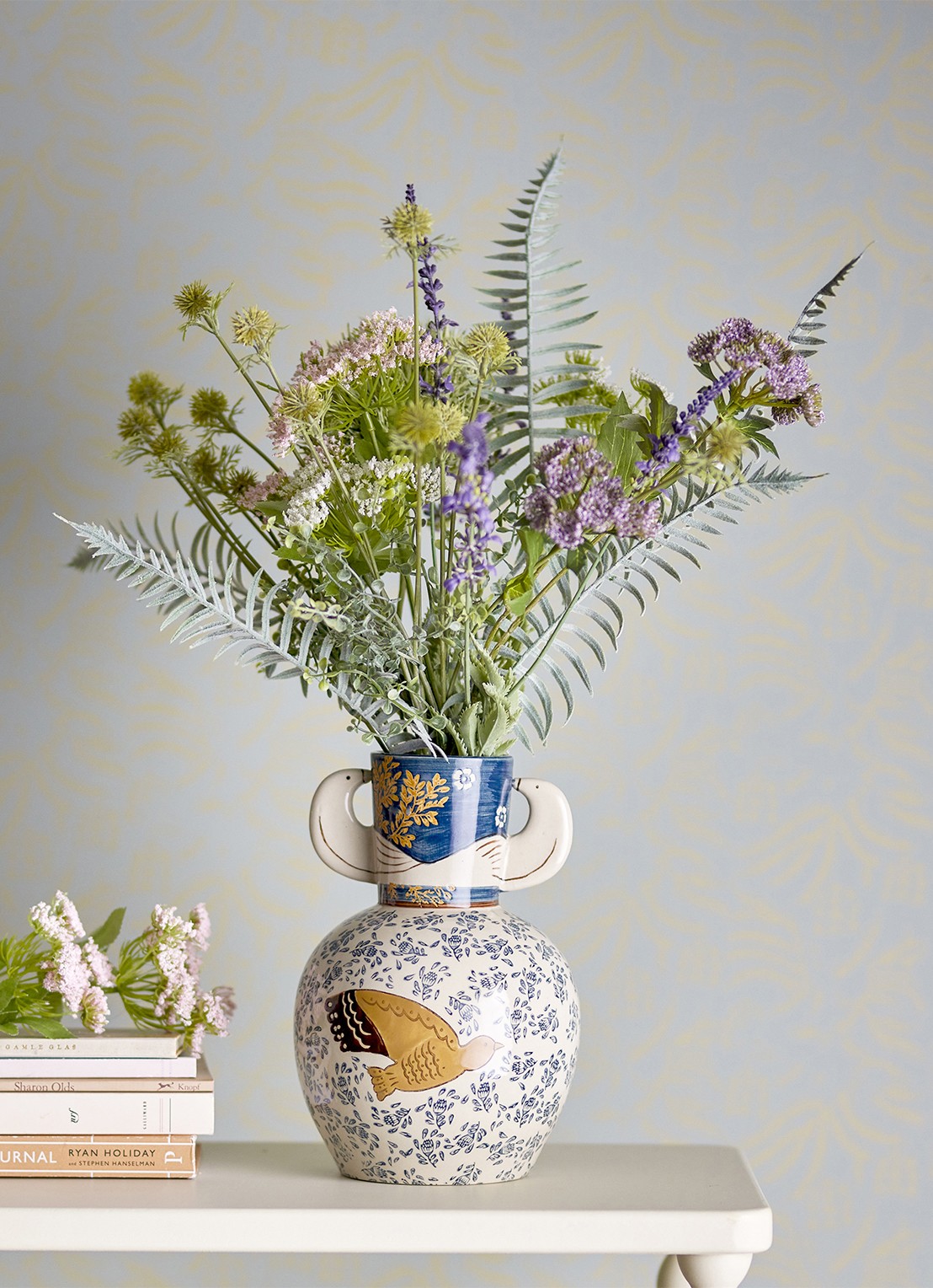 Bloomingville Hezha vaas 23,5 cm - detail 3 blauw