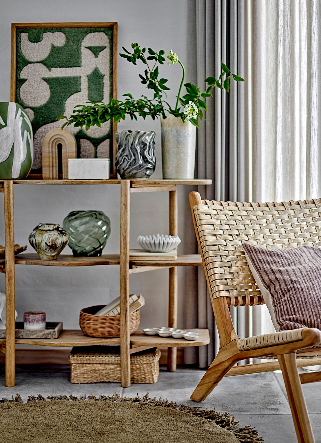 Bloomingville Lincia mand set van 3 - detail 4 groen
