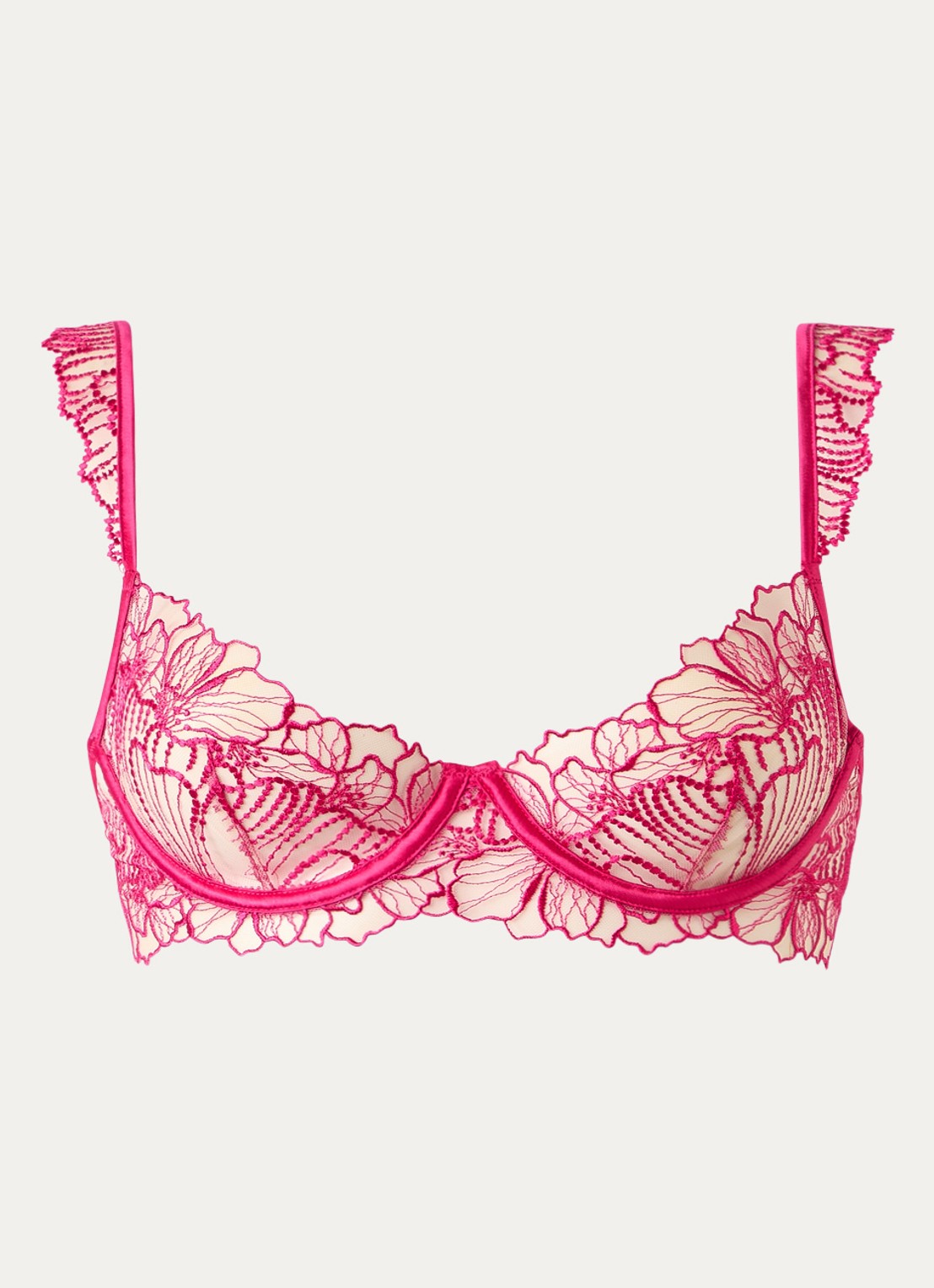 Bluebella Amarosa beugel bh van mesh met borduring - voorkant 4 fuchsia