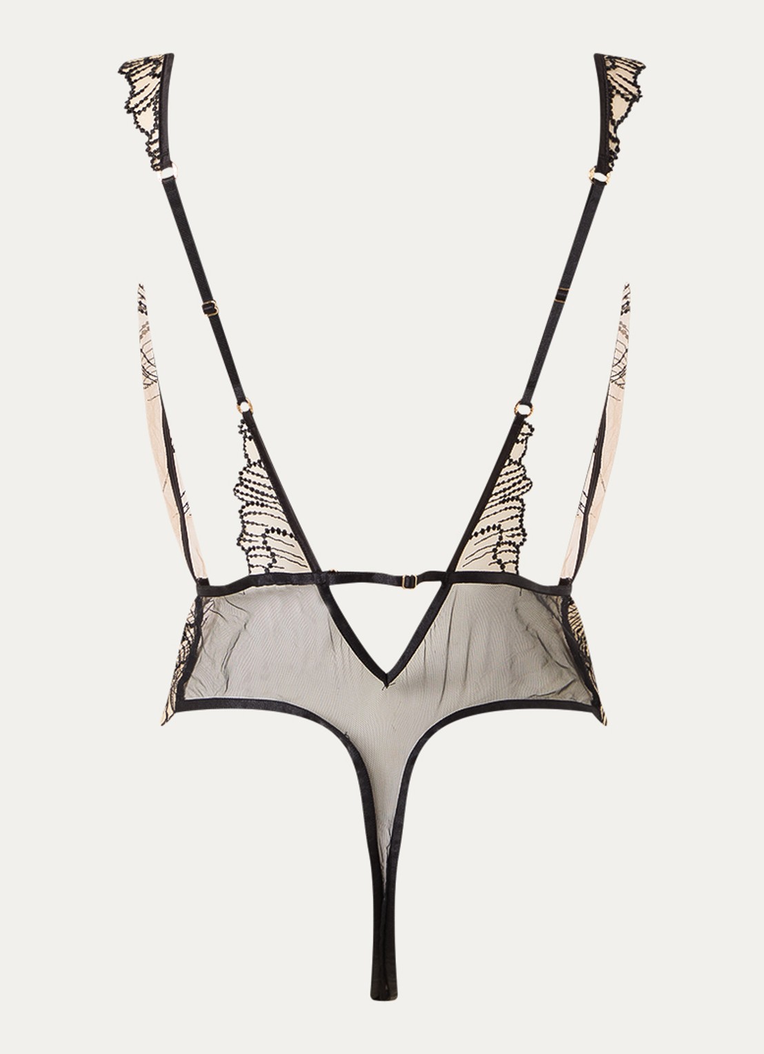 Bluebella Amarosa body van mesh met boduring - achterkant zwart