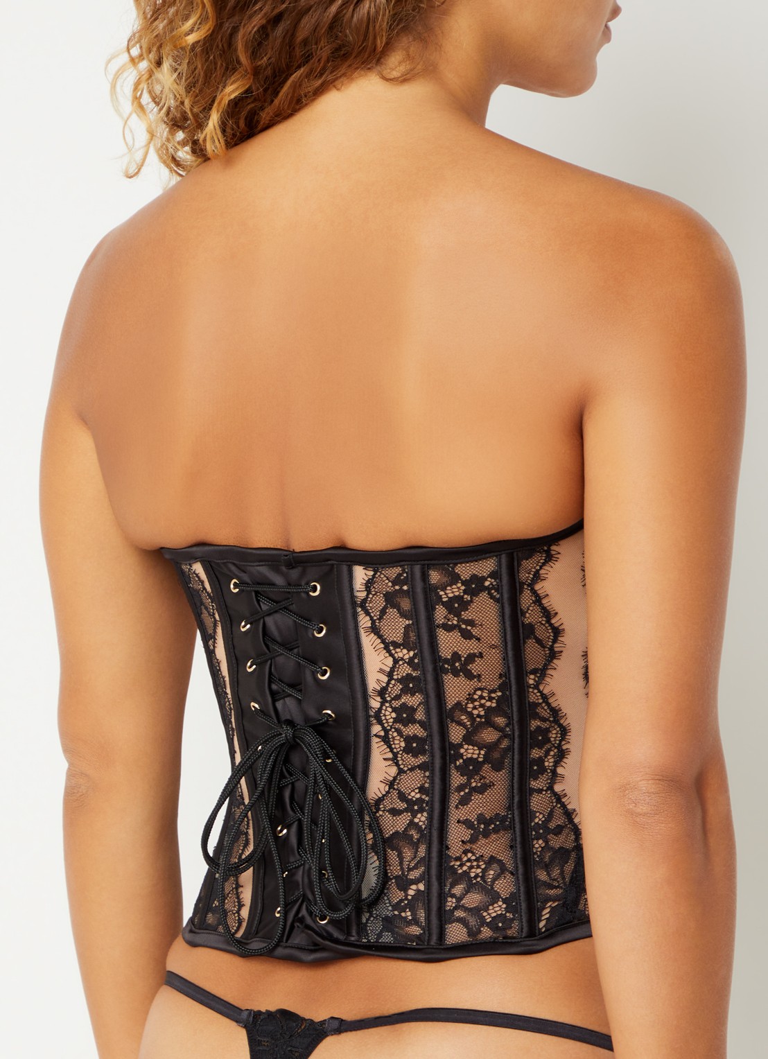 Bluebella Anna korset van mesh met overlay van kant en details van satijn - achterkant 3 multicolor
