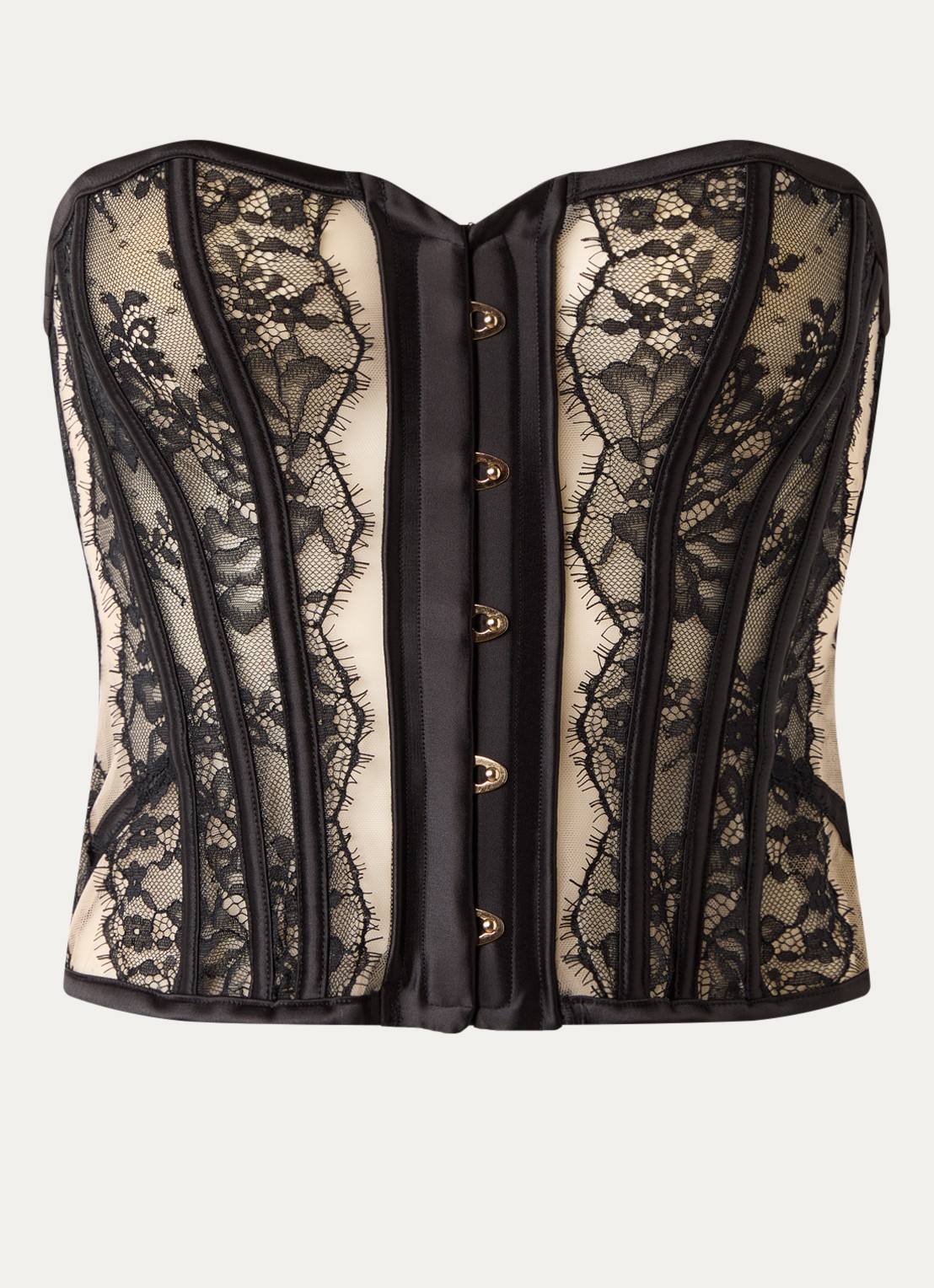 Bluebella Anna korset van mesh met overlay van kant en details van satijn - voorkant 4 multicolor