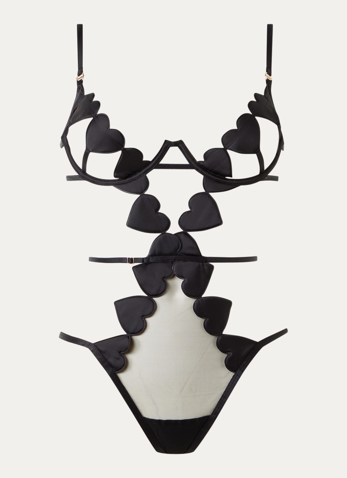 Bluebella Gia stringbody van satijn - voorkant 2 zwart