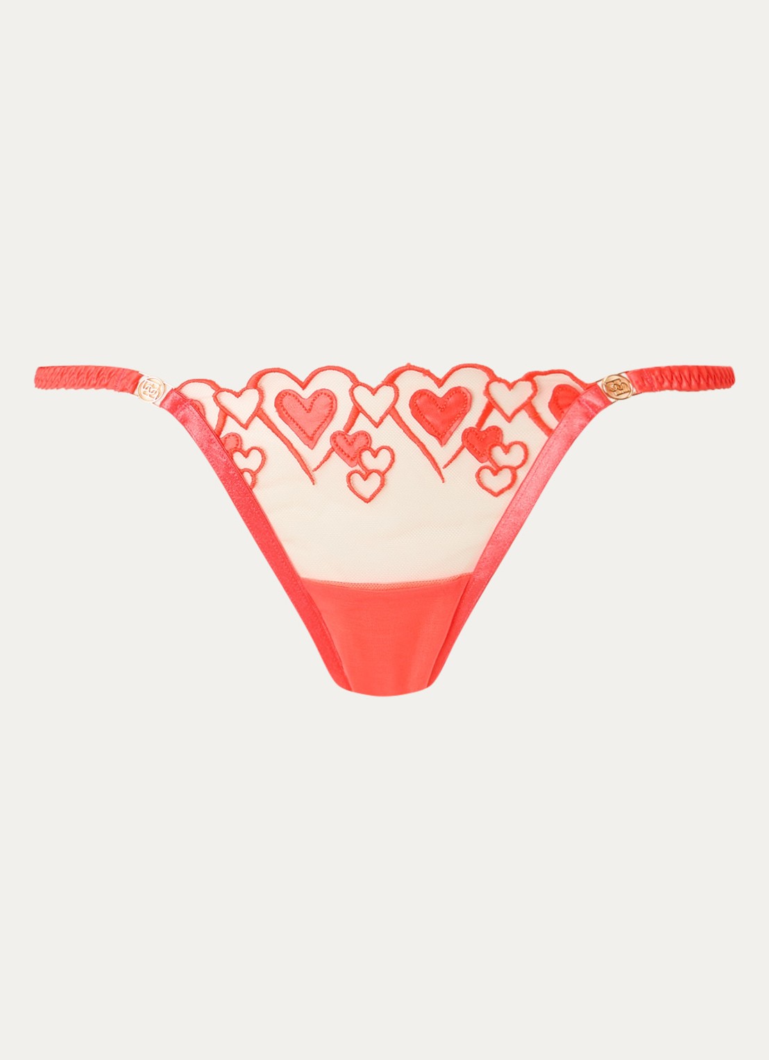 Bluebella Harlow string met mesh en borduring - voorkant 4 koraal