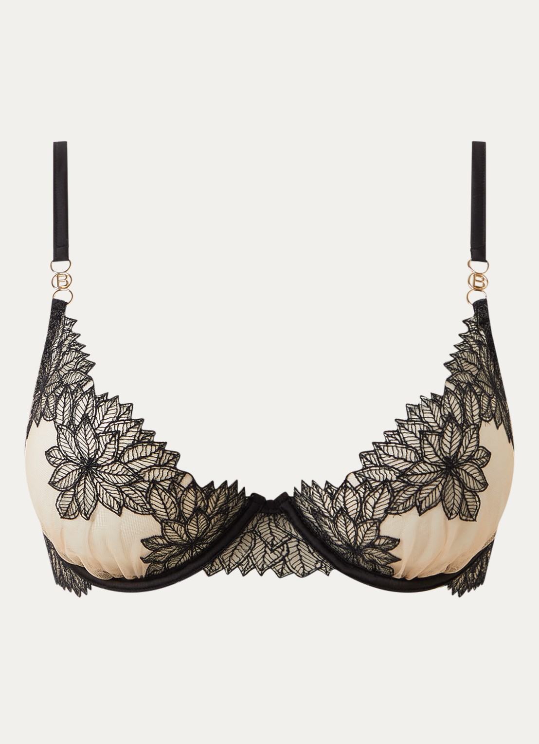 Bluebella Inaya beugel bh van mesh met borduuring - voorkant 9 zwart