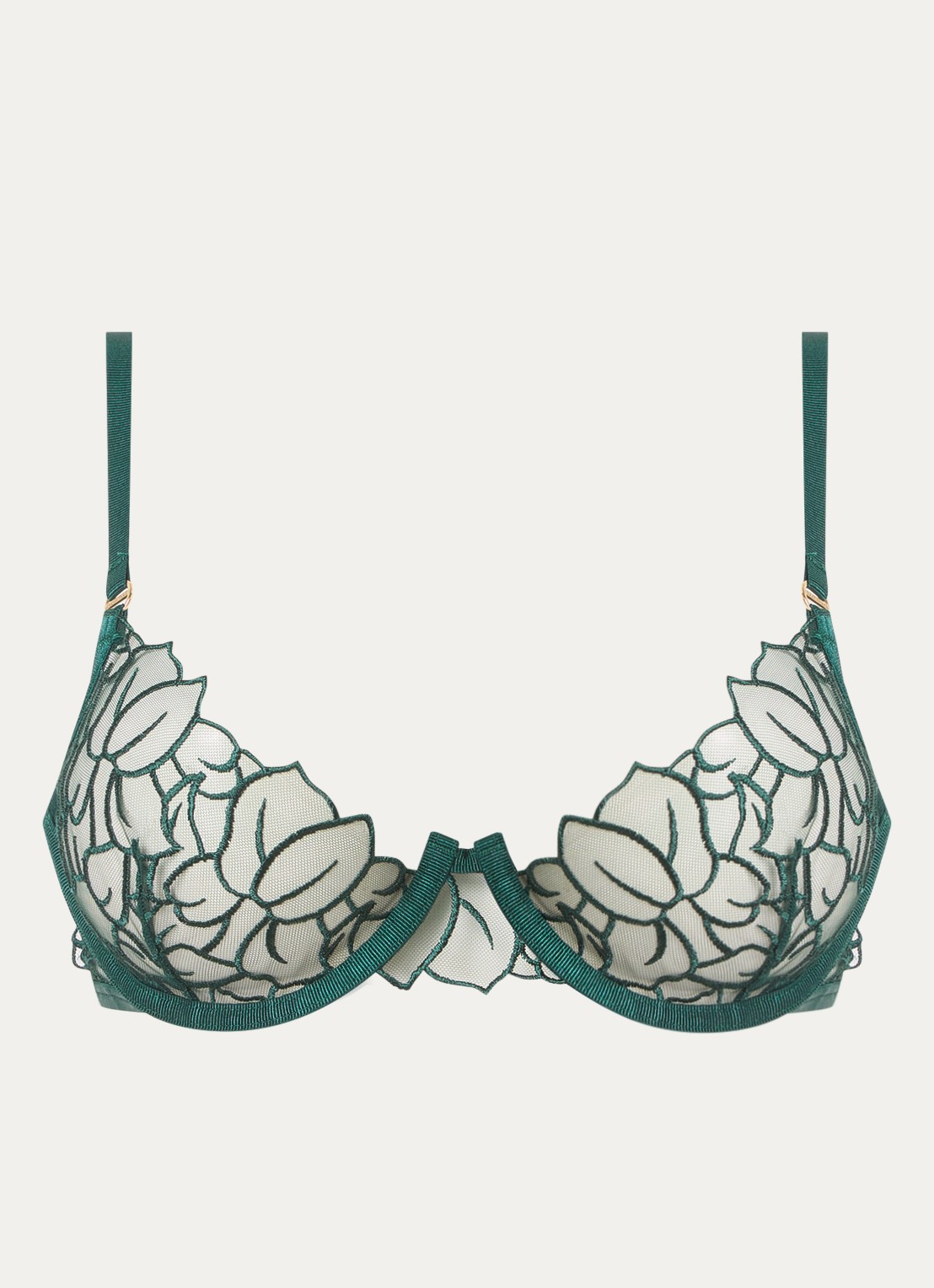 Bluebella Laurel beugel bh van mesh - voorkant 2 donkergroen
