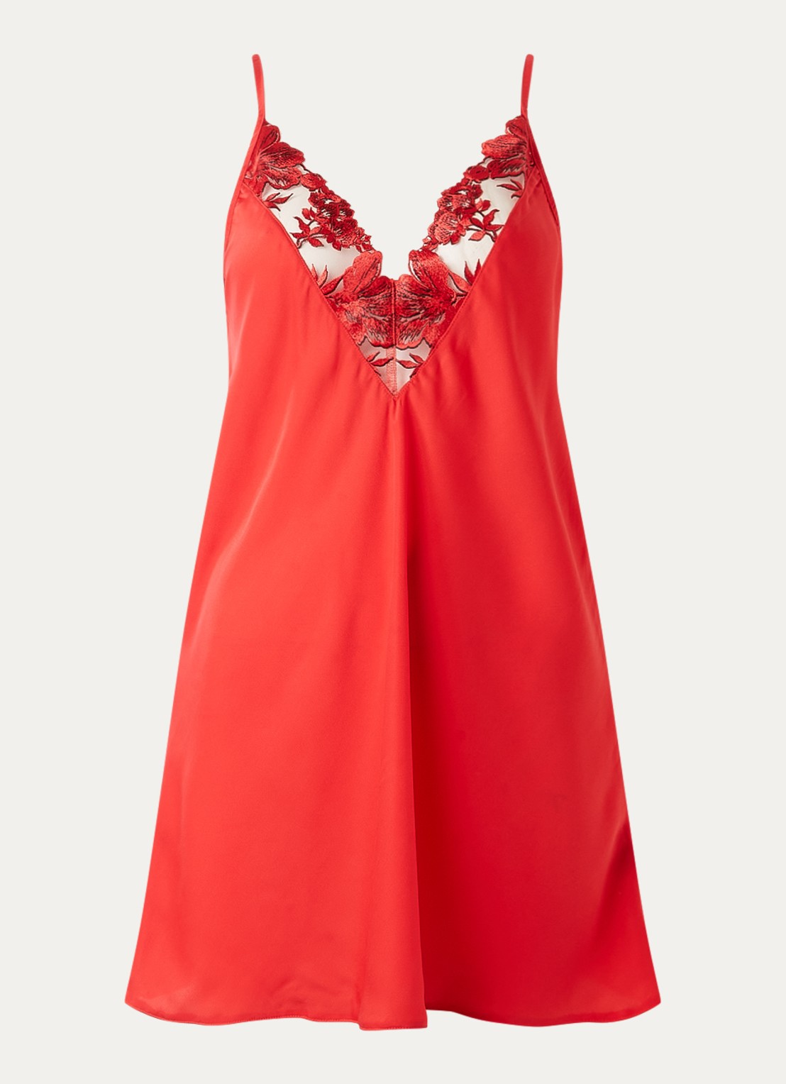Bluebella Lavanya slipdress met bloemborduring - voorkant 3 rood
