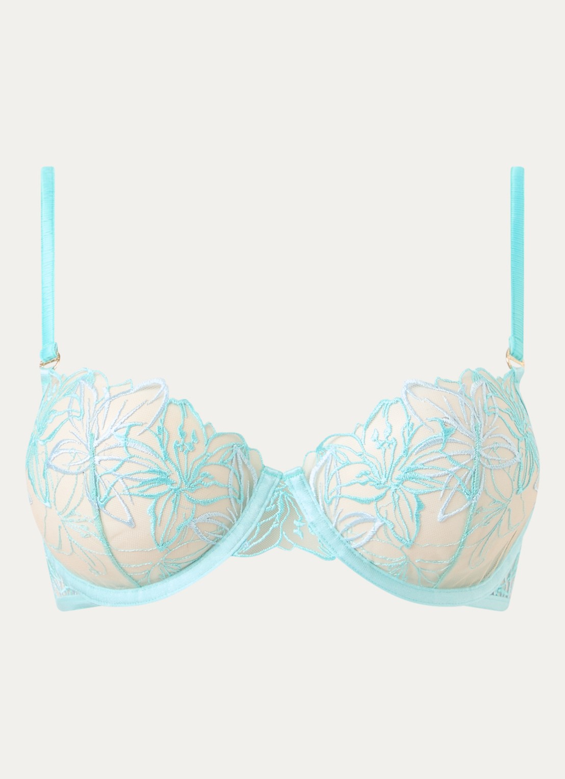 Bluebella Lilly beugel bh met bloemborduring - voorkant 4 blauw