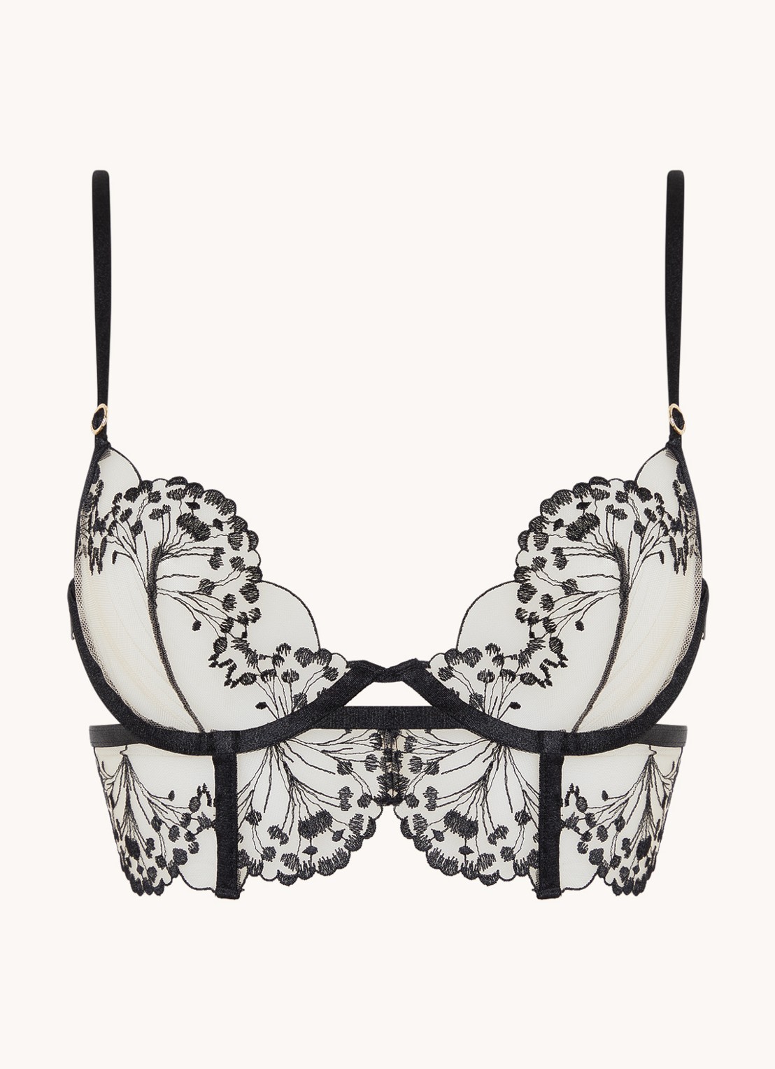 Bluebella Marisa longline beugel bh met borduring - voorkant 4 zwart