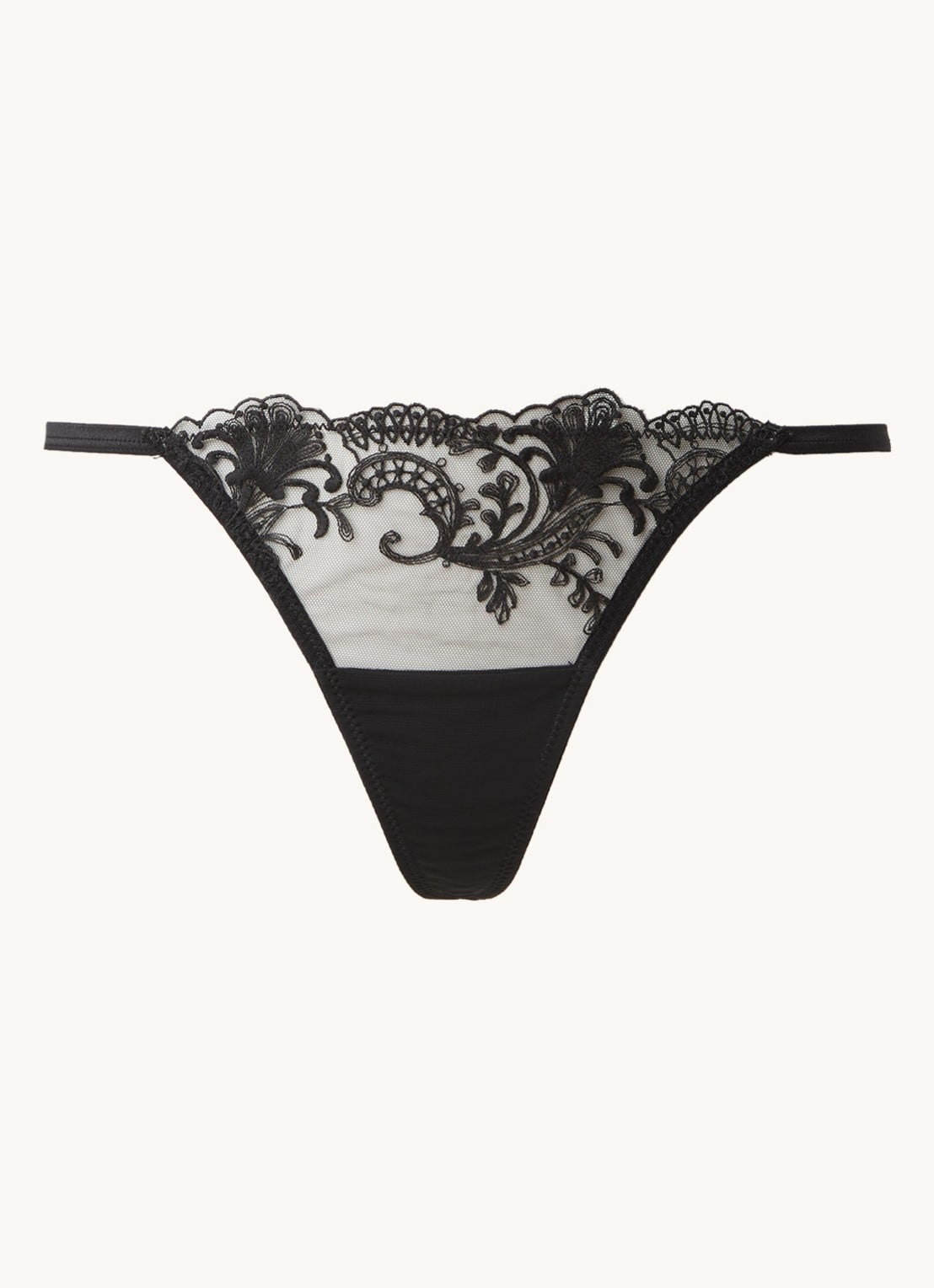 Bluebella Marseille string van mesh met borduring - voorkant zwart