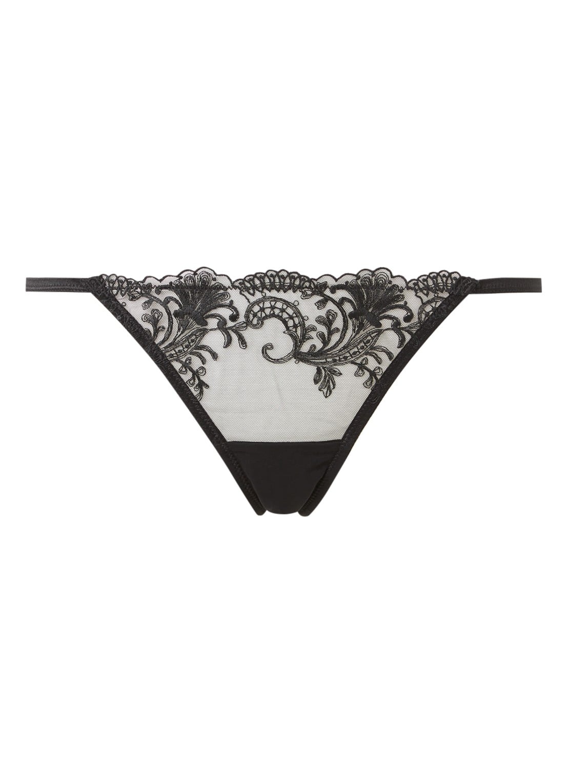 Bluebella Marseille tanga van mesh met borduring - voorkant 2 zwart