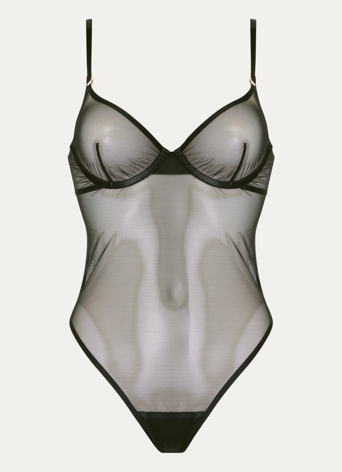 Bluebella Naomi stringbody van mesh met beugel - voorkant zwart