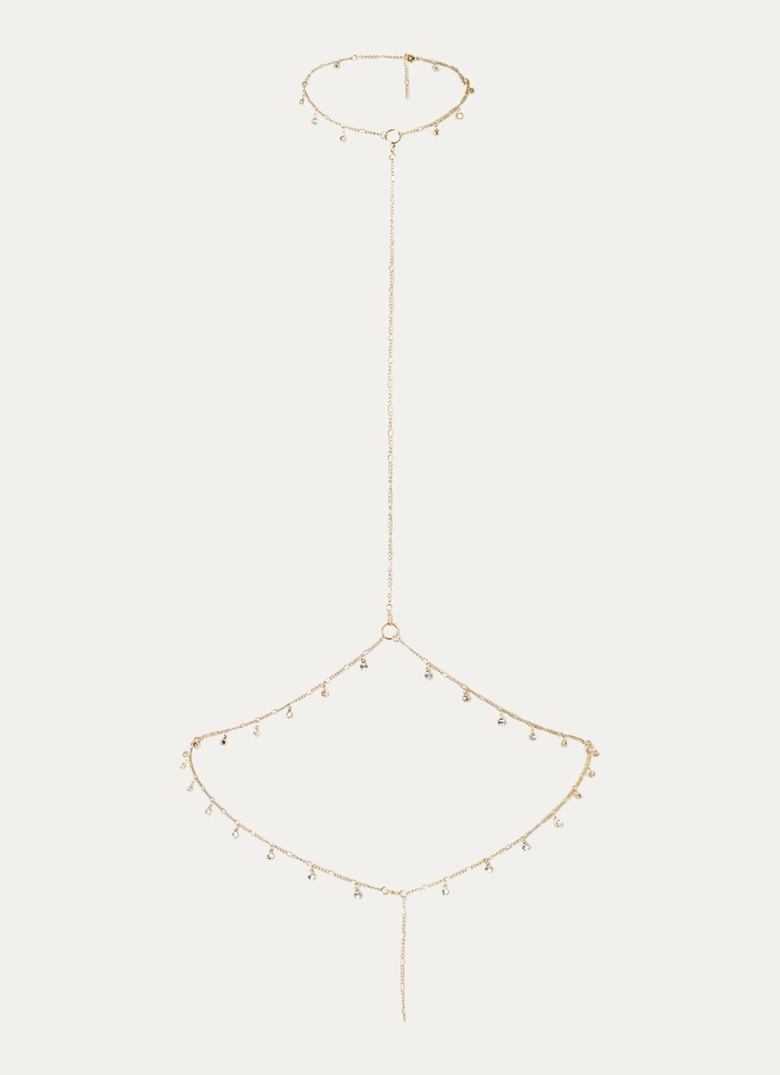 Bluebella Petra bodychain met strass - voorkant 3 goud