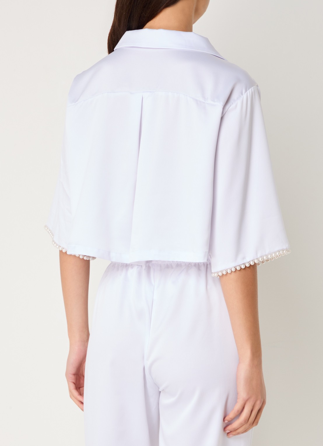 Bluebella Pyjamatop van satijn met imitatieparels - achterkant 2 wit