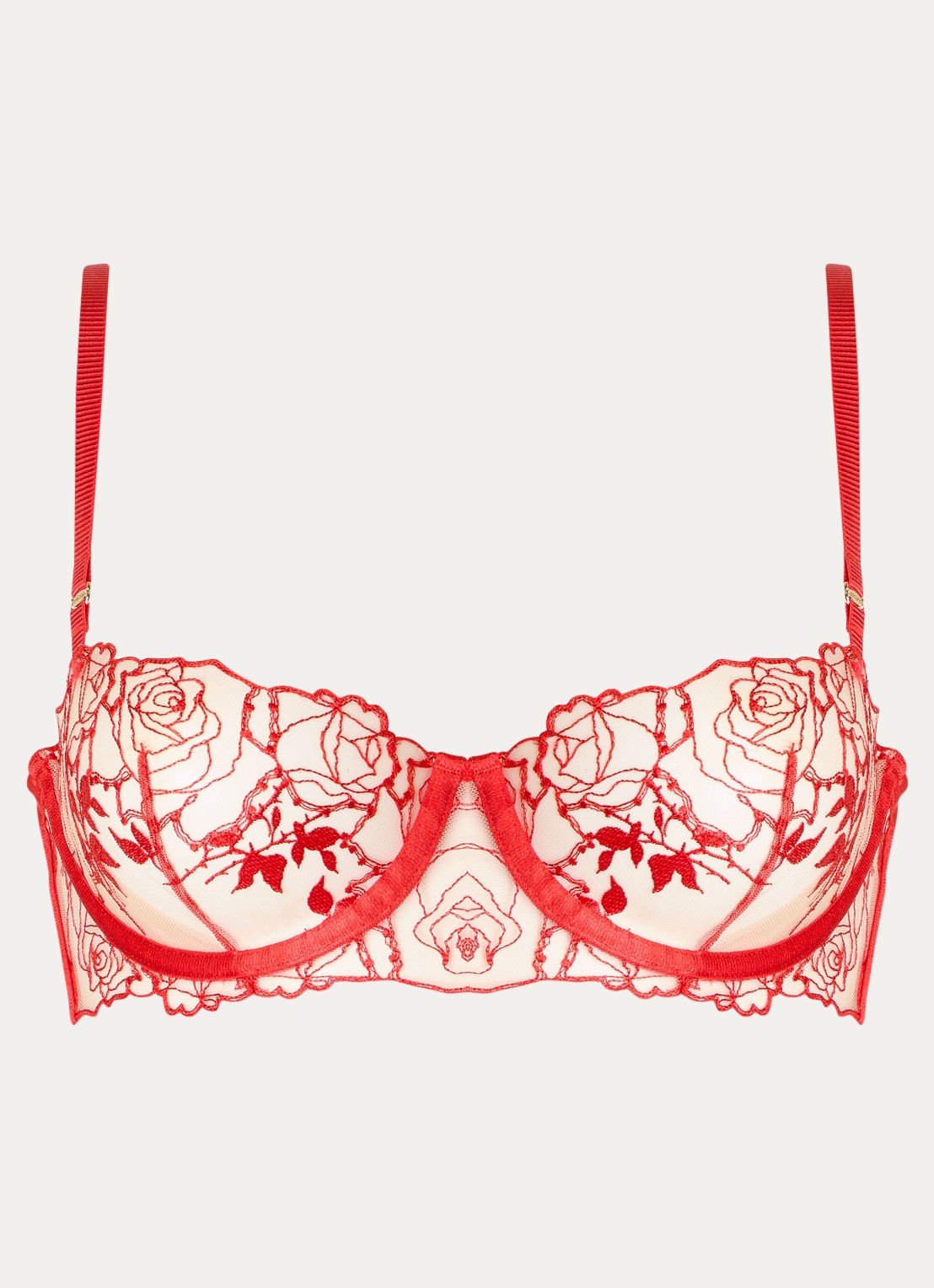 Bluebella Rosalie beugel bh van mesh met borduring - voorkant 3 rood