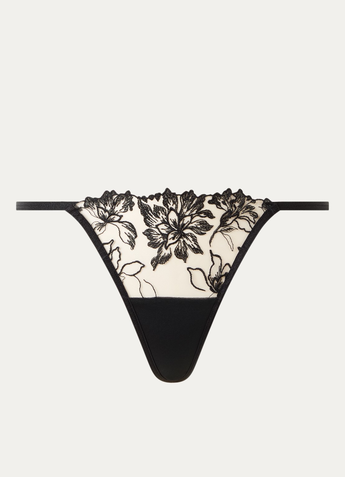 Bluebella Samara string van mesh met bloemborduring - voorkant 4 zwart