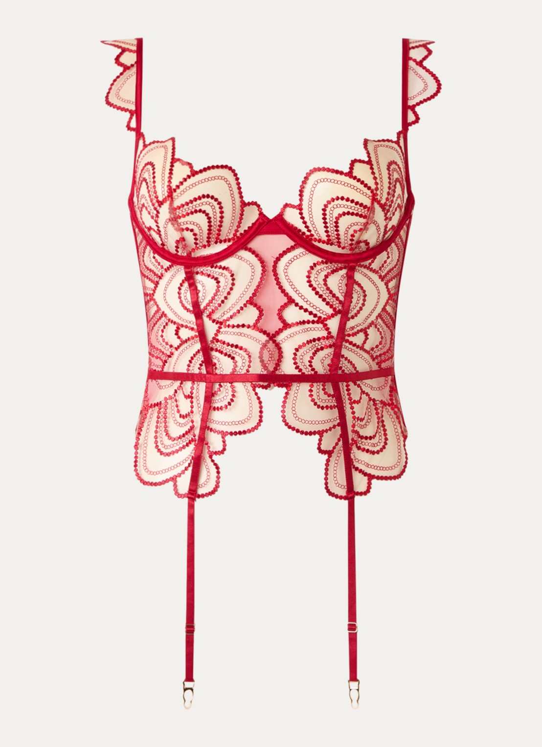 Bluebella Soraya bustier van mesh met borduring  - voorkant 4 rood