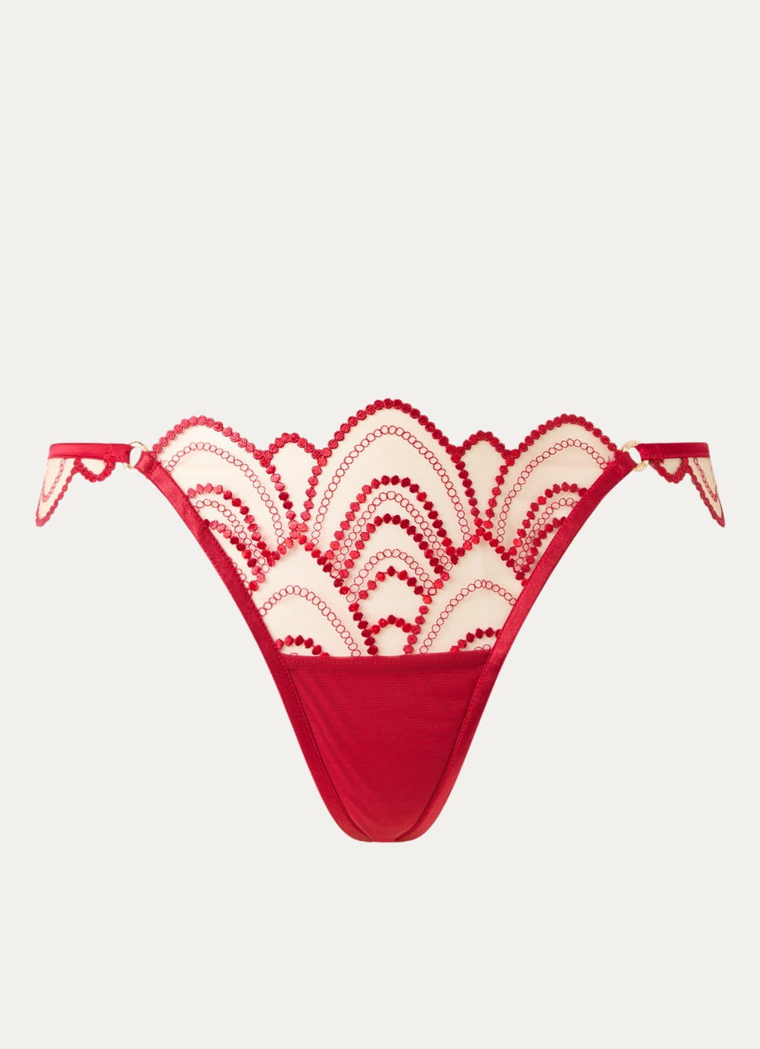 Bluebella Soraya string van mesh met borduring - voorkant 2 rood
