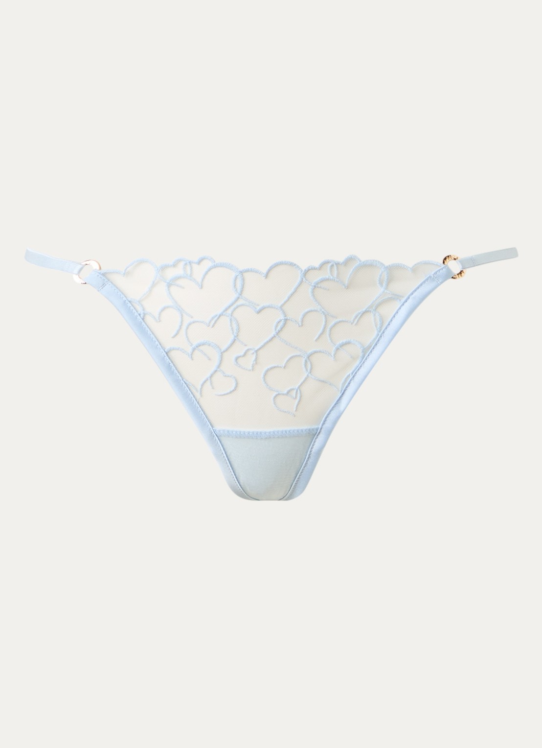 Bluebella Valentina string van mesh met borduring - voorkant lichtblauw