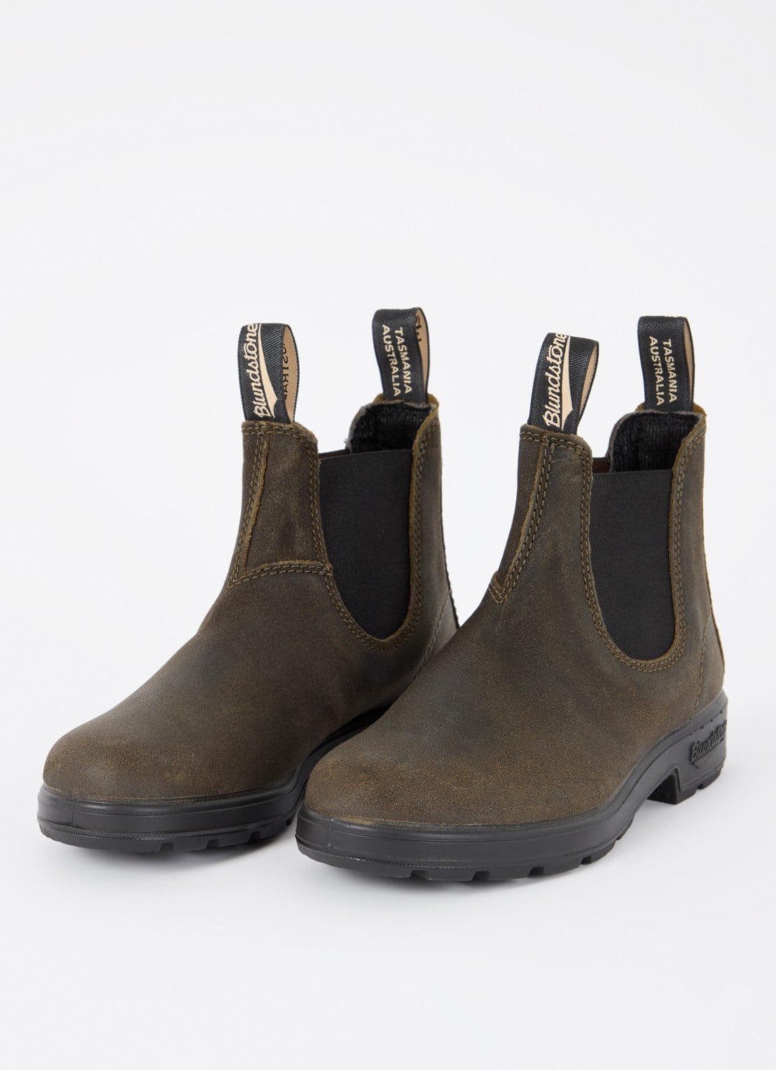 Blundstone 1615 Orinional chelsea boot van nubuck - detail 3 bronsgroen