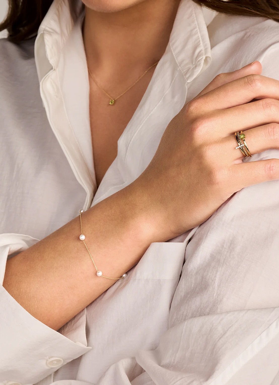 Blush Armband van 14 karaat geelgoud met parels 2248YPW - voorkant 3 goud