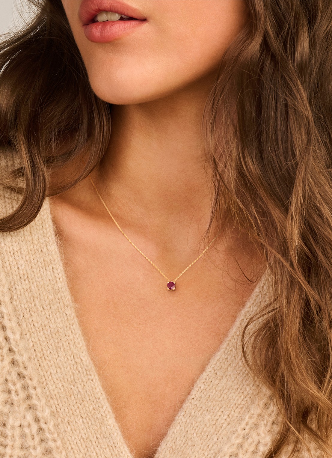 Blush Ketting van 14 karaat geelgoud met robijn 3200YRU  - voorkant 5 geelgoud