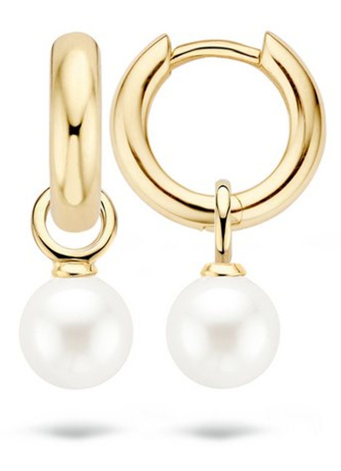Blush Oorbelbedels van 14k geelgoud met parel - detail 4 wit