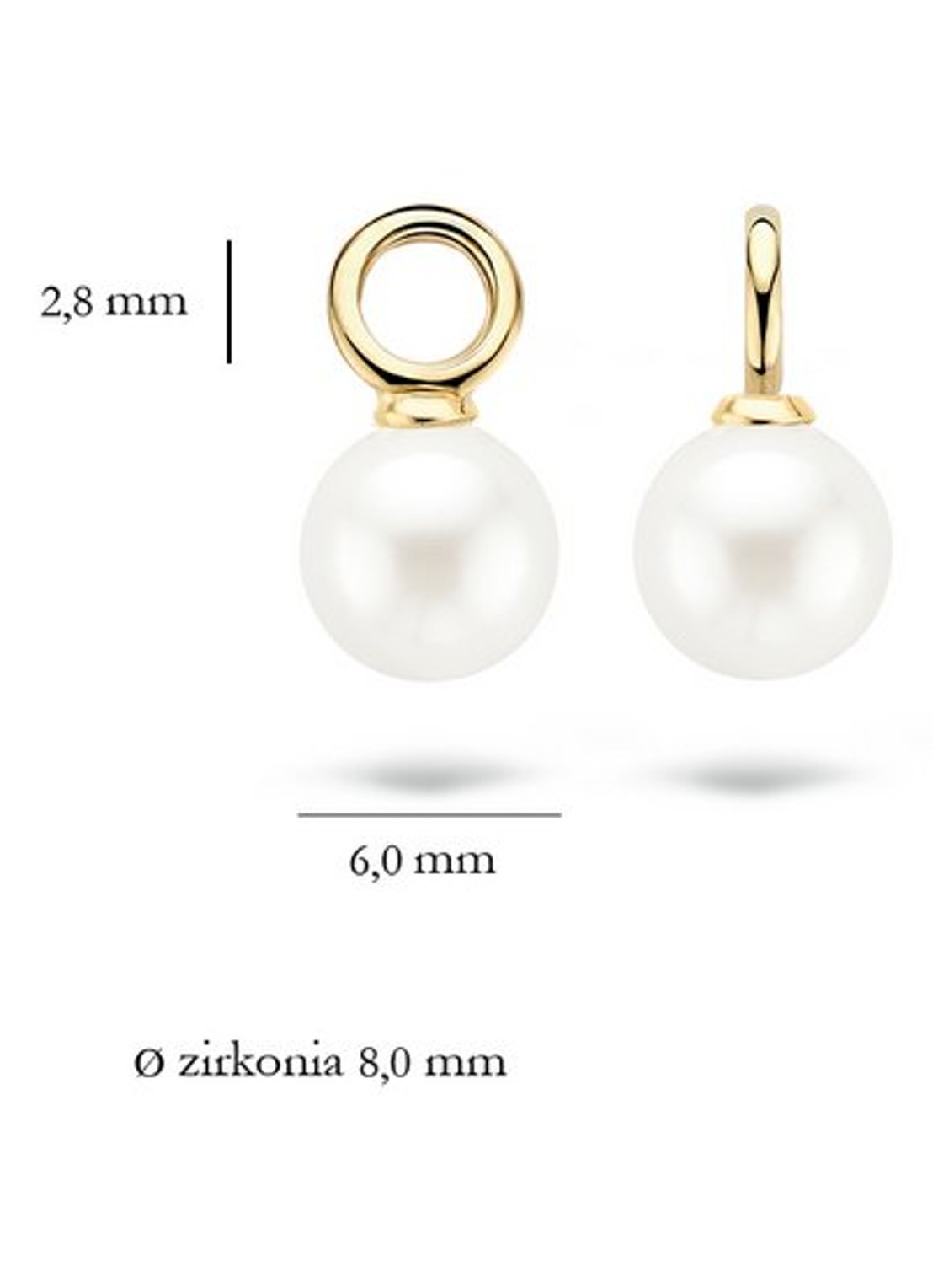 Blush Oorbelbedels van 14k geelgoud met parel - detail 6 wit