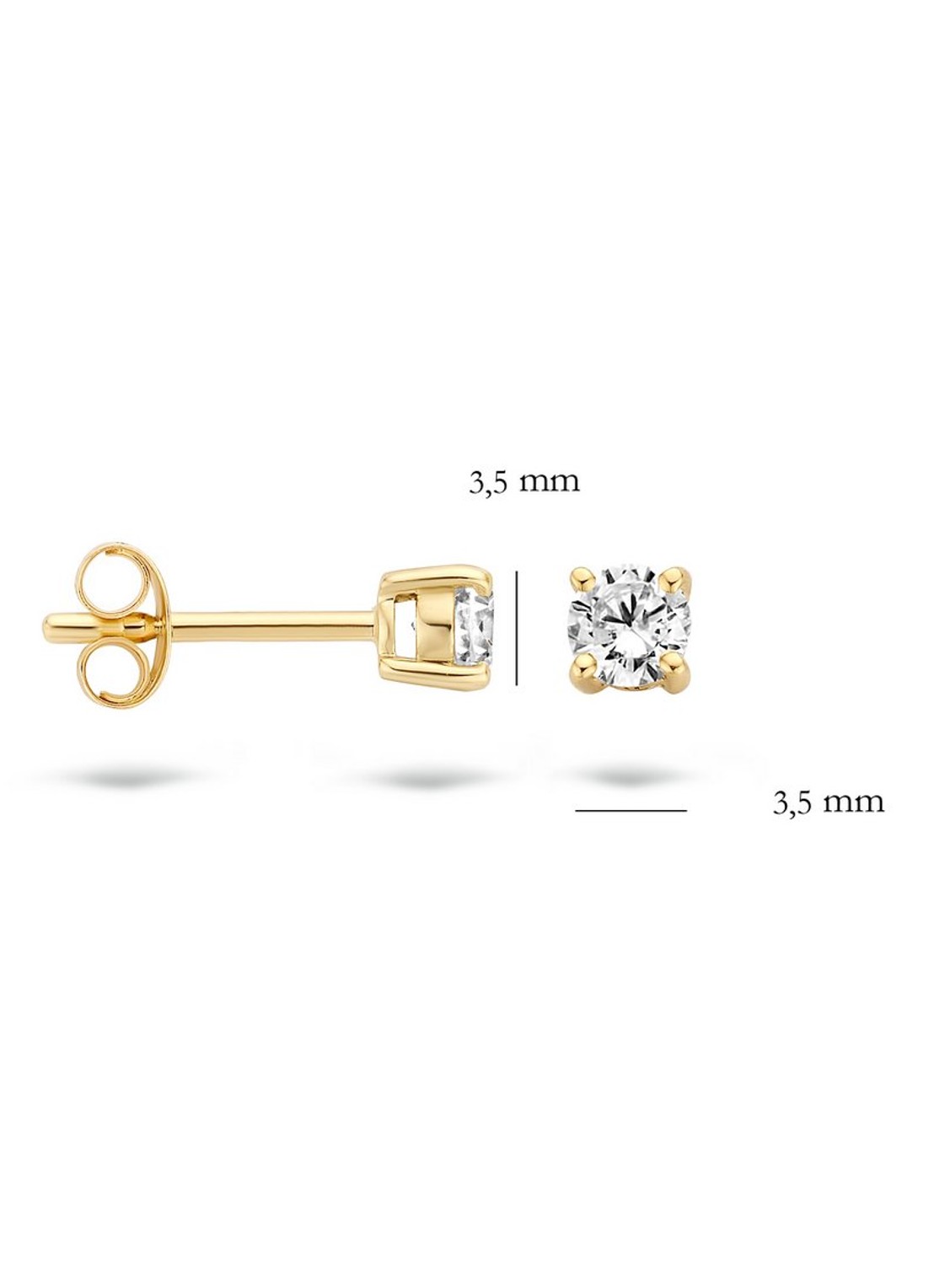 Blush Oorknopjes van 14 karaat geelgoud met zirkonia 7212YZI - detail goud