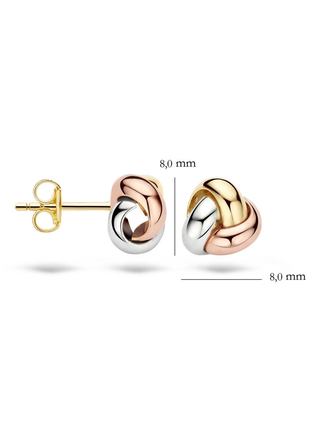 Blush Oorknopjes van 14 karaat wit-, rosé en geelgoud 7145WYR - detail 4 multicolor