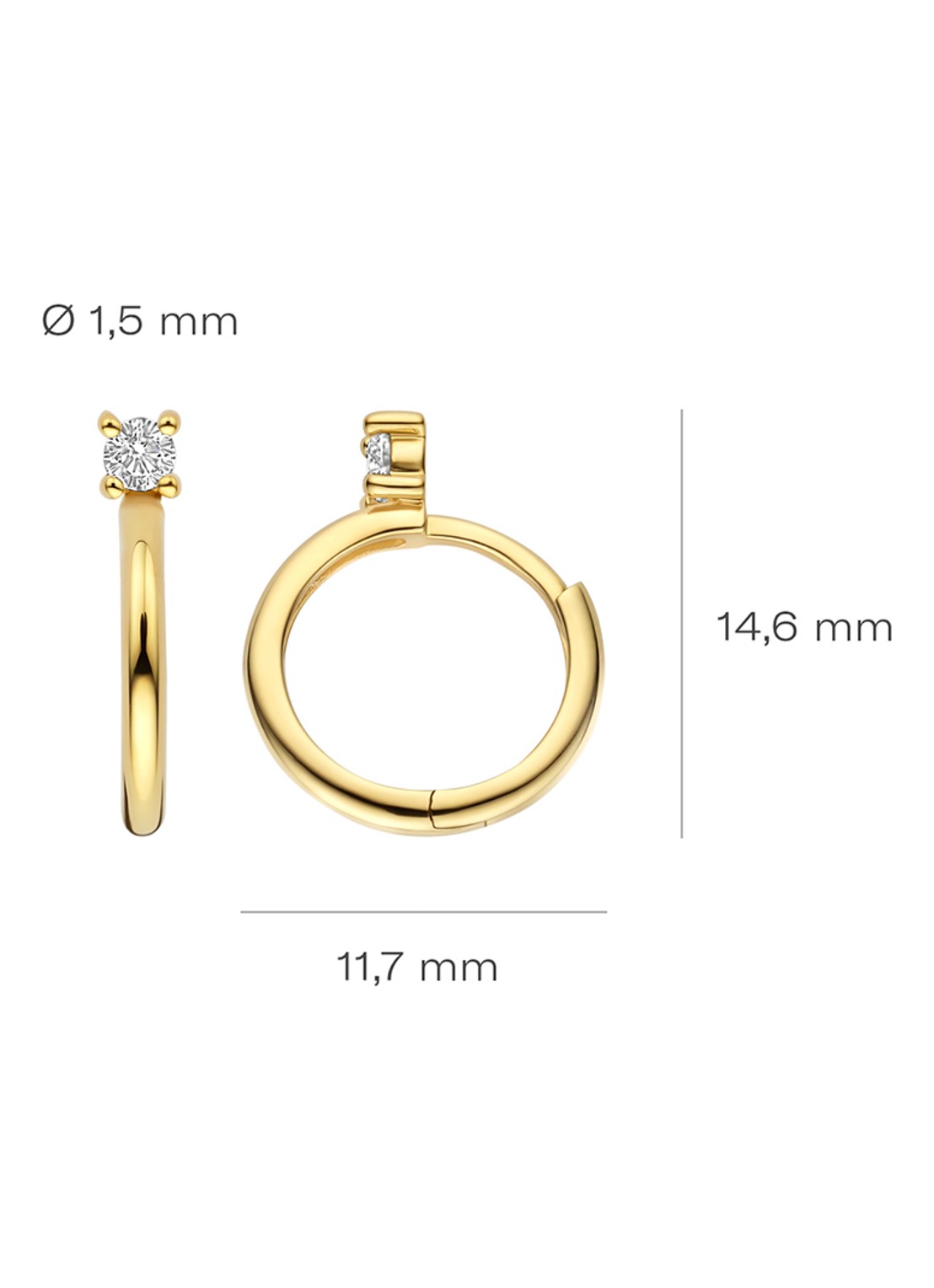 Blush Oorringen van 14 karaat geelgoud met zirkonia 7372YZI  - detail 4 goud