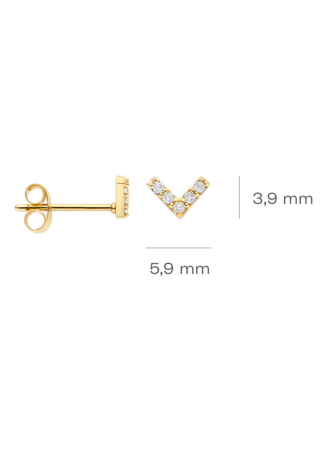 Blush Oorstekers van 14 karaat geelgoud met zirkonia 7374YZI  - detail goud