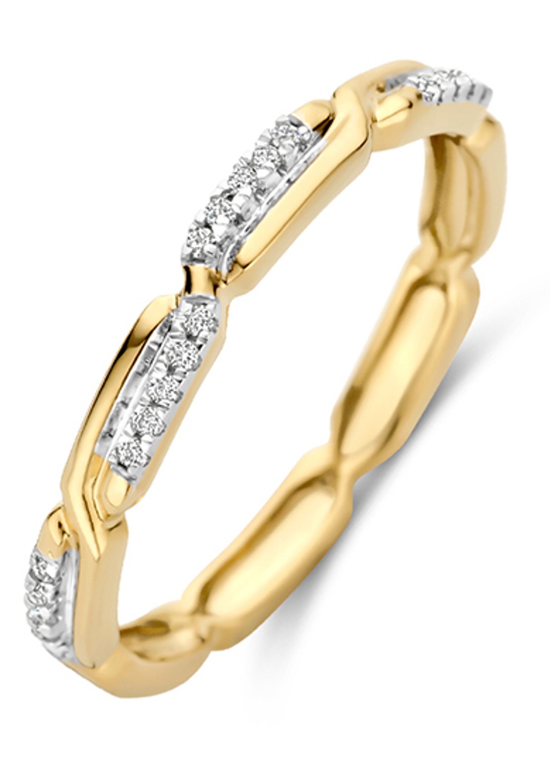 Blush Ring van 14 karaat geel- en witgoud met zirkonia 1256BZI  - voorkant geelgoud