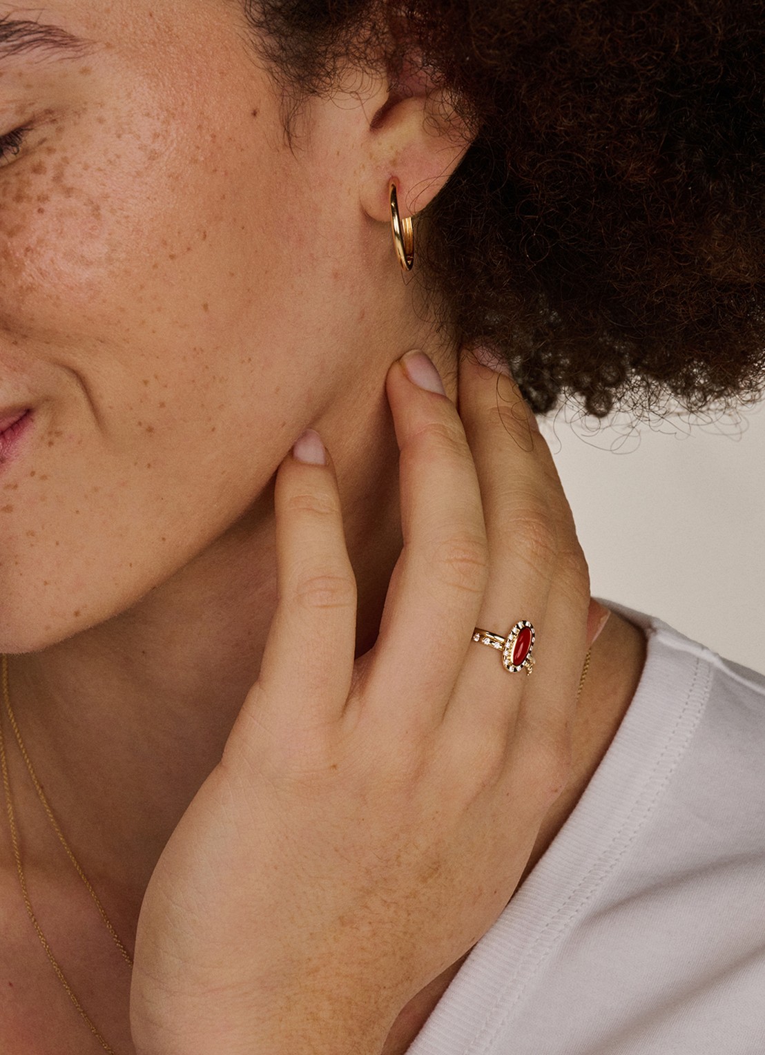 Blush Ring van 14 karaat geelgoud met agaat 1266YRA  - voorkant 4 goud