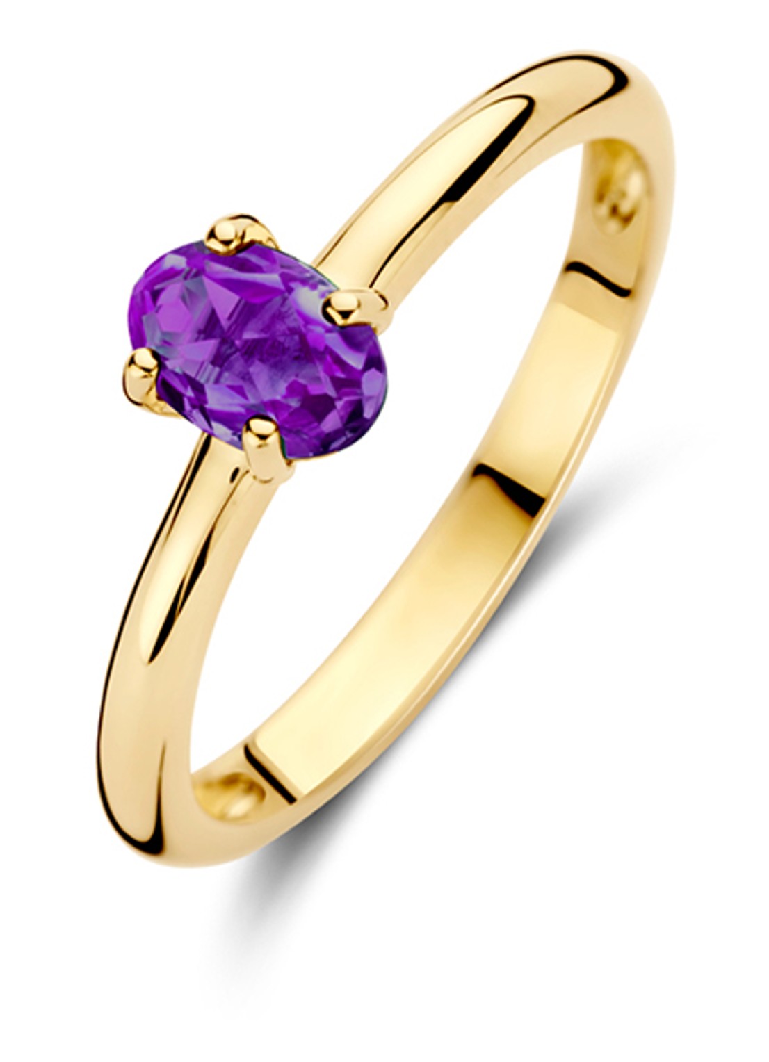 Blush Ring van 14 karaat geelgoud met amethist 1242YAM - voorkant 3 geelgoud