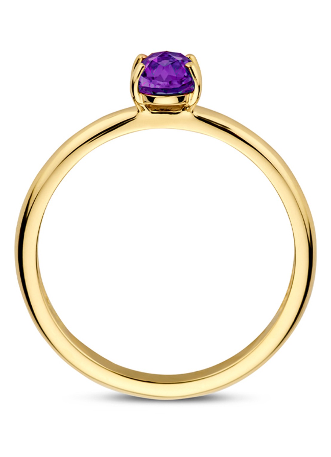 Blush Ring van 14 karaat geelgoud met amethist 1242YAM - voorkant 4 geelgoud