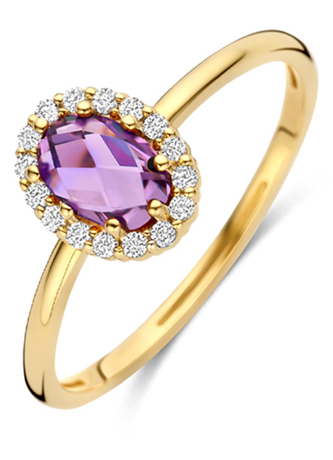 Blush Ring van 14 karaat geelgoud met amethist 1271YAM  - voorkant goud