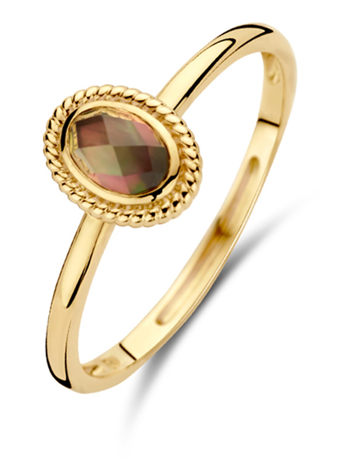 Blush Ring van 14 karaat geelgoud met kristal 1239YBQ  - voorkant geelgoud