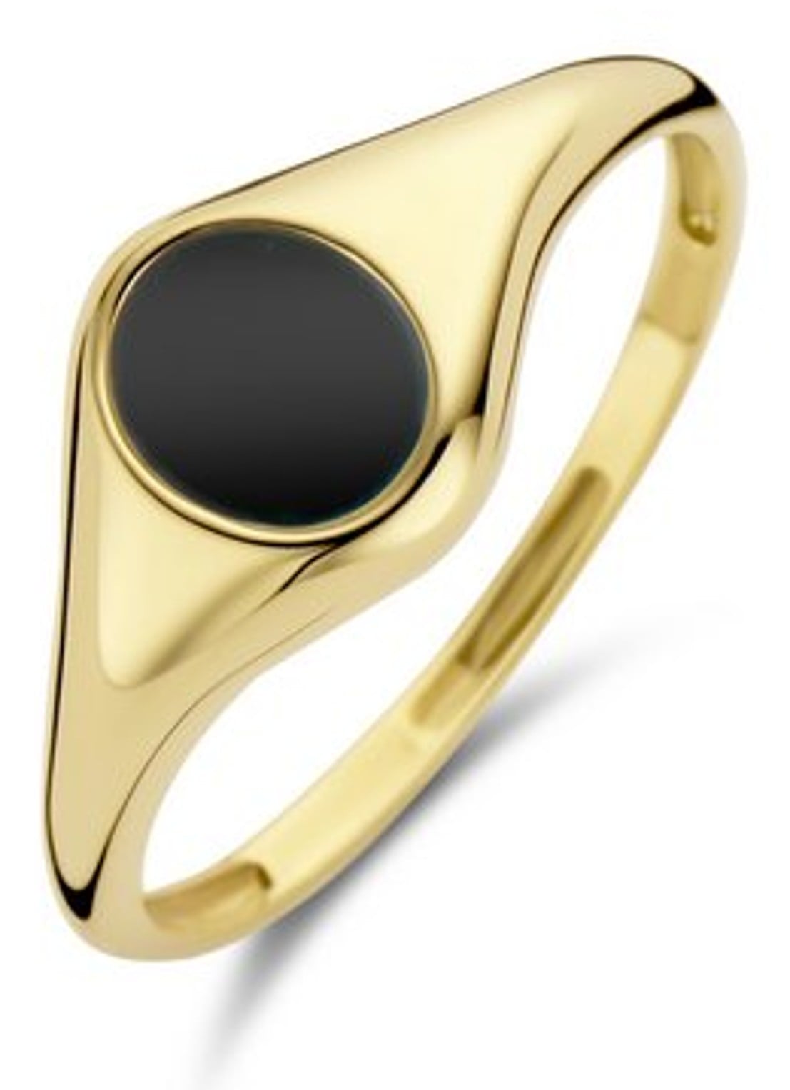 Blush Ring van 14 karaat geelgoud met onyx 1219YON - voorkant geelgoud